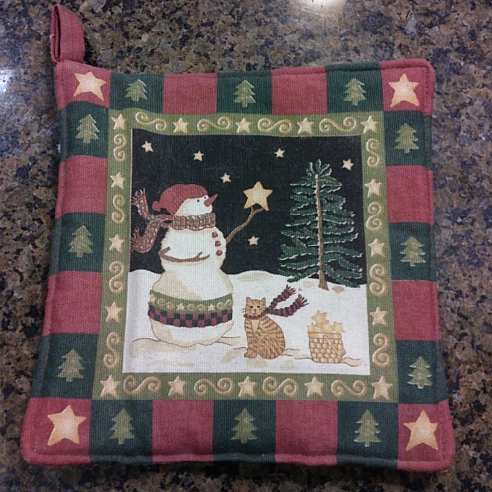 Holiday Pot Holder with Cat